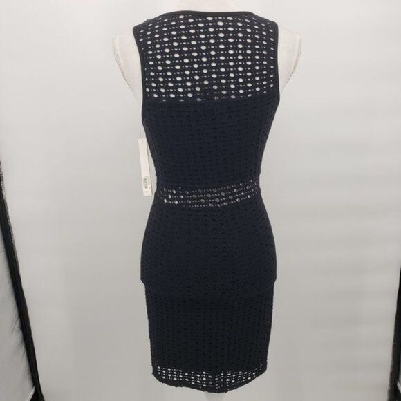 AQUA Sleeveless Bodycon Mini Dress Polka Dot Cut Out Little Black LBD Small NWT - Picture 7 of 10